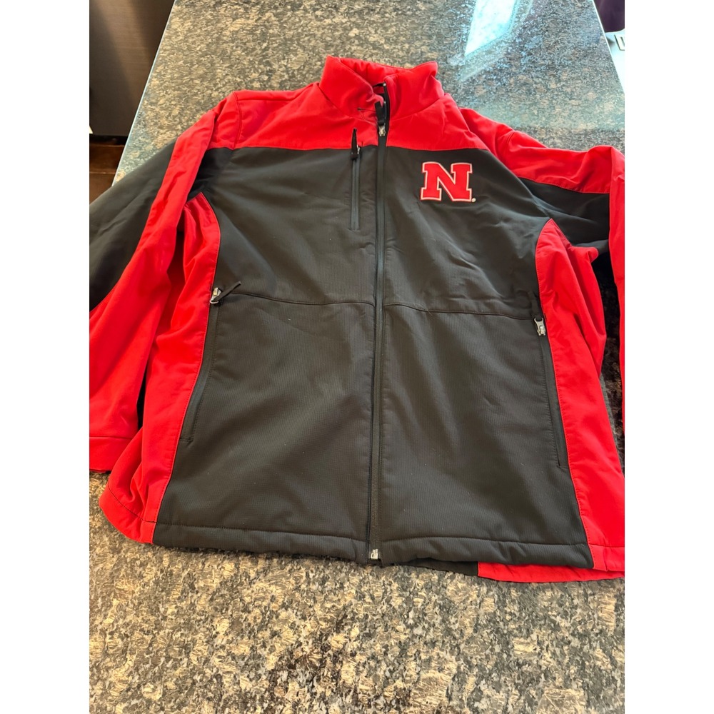 G-III Nebraska Huskers Mens XXL Full Zip Softshell Jacket Red Black Carl Banks